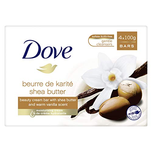 Dove jabón de baño exfoliante con karité y vainilla 4 x 100g, juego de 2