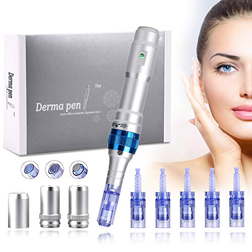 Dr.pen A6 Ultima con certificado CE, Mysweety Derma Roller Pen Stamp System, para el tratamiento de la pérdida de cabello cicatriz acné cicatrices, Dr Pen con 2 piezas 12 micro agujas