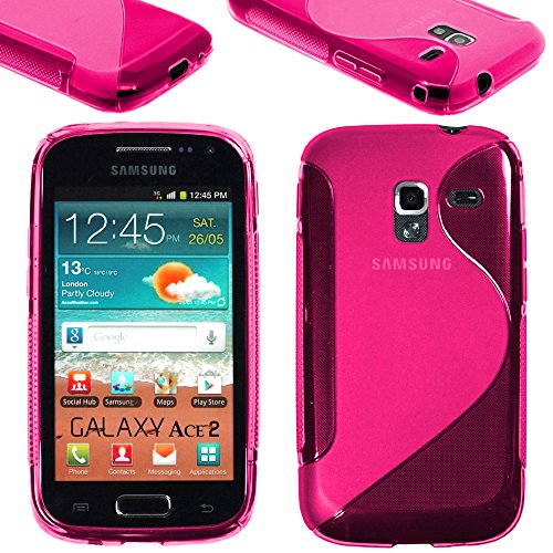 ebestStar - Funda Compatible con Samsung Ace 2 Galaxy i8160, S7560M Carcasa Gel Silicona Gel TPU Motivo S-línea, S-Line Case Cover + Lápiz +3 Peliculas, Rosa [Aparato: 118.3 x 62.2 x 10.5mm, 3.8'']