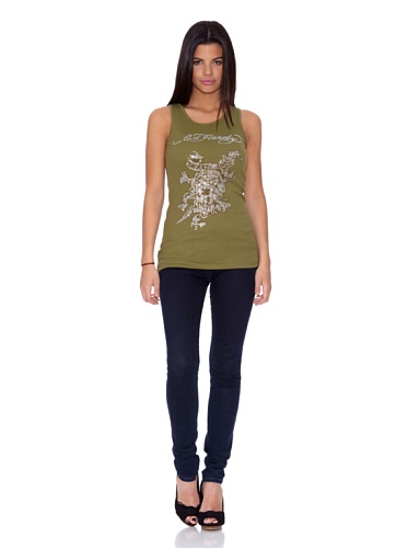 Ed Hardy Camiseta Dthglor Verde Única