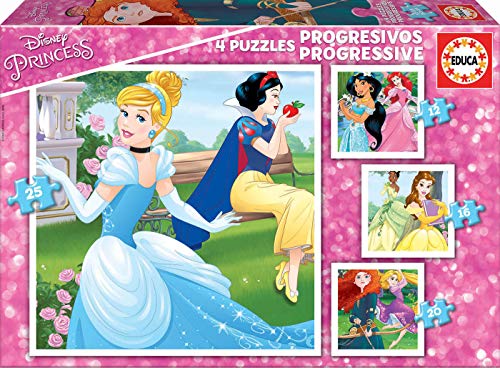 Educa - Princesas Disney, Puzzles Progresivos, Puzzle Infantil de 12,16,20 y 25 Piezas, a Partir de 3 Años (17166)