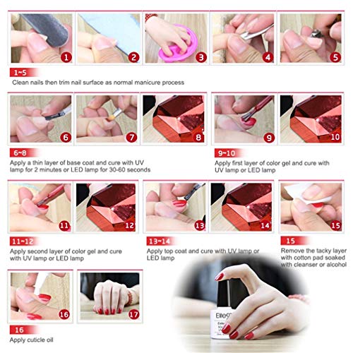 Elite99 Esmaltes Semipermanentes de Uñas en Gel UV LED, 12pcs Kit de Esmaltes de Uñas en Gel Soak Off Rojo Vino Burdeo