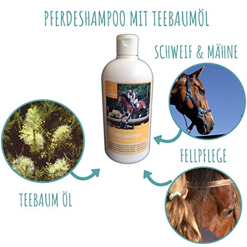 EMMA ♥ champú para Caballos y Perros con Aceite del árbol del té I ph-Neutro y Suave I para Piel Sensible, Seca, Picante, escamosa y costrosa I Eczema I picor y caspa I 500ml