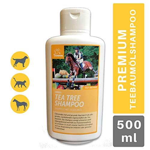 EMMA ♥ champú para Caballos y Perros con Aceite del árbol del té I ph-Neutro y Suave I para Piel Sensible, Seca, Picante, escamosa y costrosa I Eczema I picor y caspa I 500ml