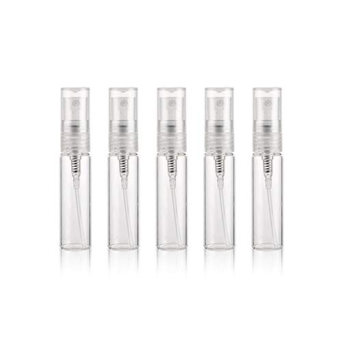 Enslz - 20 botellas vacías de cristal de 5 ml para perfume, botellas de vidrio rellenables para viajes