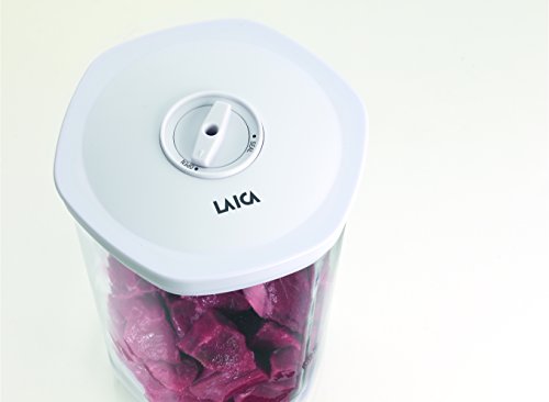 Envase para el envasado al vacío de alimentos cilindrico con capacidad para 2 litros Laica VT3304 incluye tubo para conectar con la máquina de vacío.