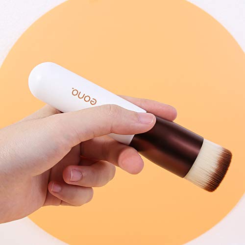 Eono by Amazon - Brocha de maquillaje Kabuki con parte superior plana, perfecto para mezclar líquidos, crema o maquillaje en polvo impecable, para pulir, esparcir y corrector