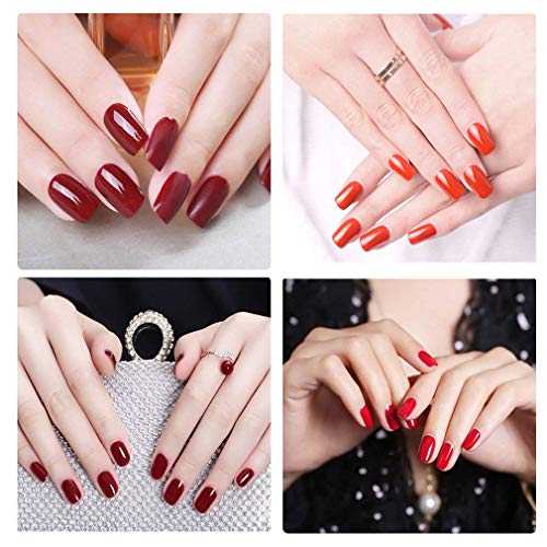 Esmalte de Uñas Semipermanentes Set de Uñas Pintauñas Manicura Semipermanente Color Uñas de Gel UV LED Soak Off 12pcs 10ml de Fairyglo - Rojo Vino kit 002