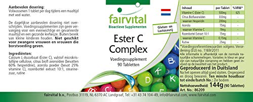 Ester C Complex 500mg - VEGANO - Vitamina C con Bioflavonoides - 90 Comprimidos - Calidad Alemana