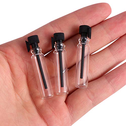 EXCEART 100 Piezas de Muestras de Perfume Mini Botellas Frascos de Vidrio Vacíos Frasco Cuentagotas para Viajes Envases de Vidrio de Perfume Portátiles Recargables 1 Ml Negro