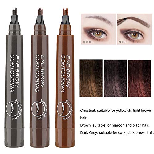 Eyebrow Pencil, Liquid Eyebrow Tattoo, Lapiz Cejas, Coloración de Cejas de 3 Colores Con Puntas Impermeable de Larga Duración Para Maquillaje Natural de Cejas