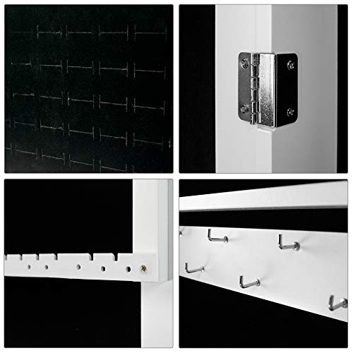 Ezigoo Armario para Joyas LED con Puerta - Espejo Joyero Montado en la Pared