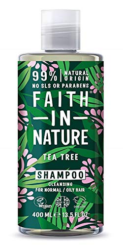 Faith in Nature Champú Natural de Árbol del Té, Purificante, Vegano y No Testado en Animales, sin Parabenos ni SLS, para Cabello de Normal a Graso, 400 ml