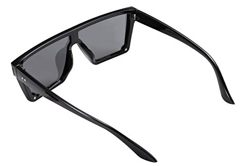 FEISEDY Fashion Oversize Flat Top Siamesische Lente Randlose Gafas de sol UV400 Relieve estilo mujer hombre B2470 Negro negro