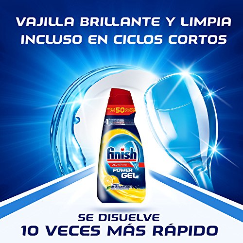 Finish All in 1 Max Power Gel Limón Desengrasante Detergente Gel para el Lavavajilla, 6 unidades - 210 lavados