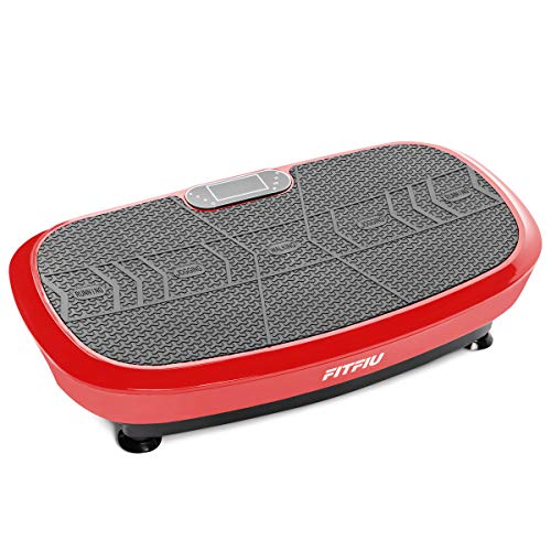 FITFIU Fitness PV 200 vibratoria Fitness oscilante 3D, 500W, Cuerdas elásticas Base Antideslizante, Plataforma Entrenamiento Completo, Unisex Adulto, Roja