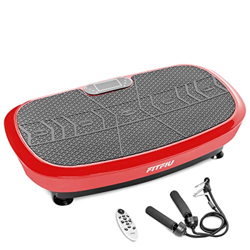 FITFIU Fitness PV 200 vibratoria Fitness oscilante 3D, 500W, Cuerdas elásticas Base Antideslizante, Plataforma Entrenamiento Completo, Unisex Adulto, Roja