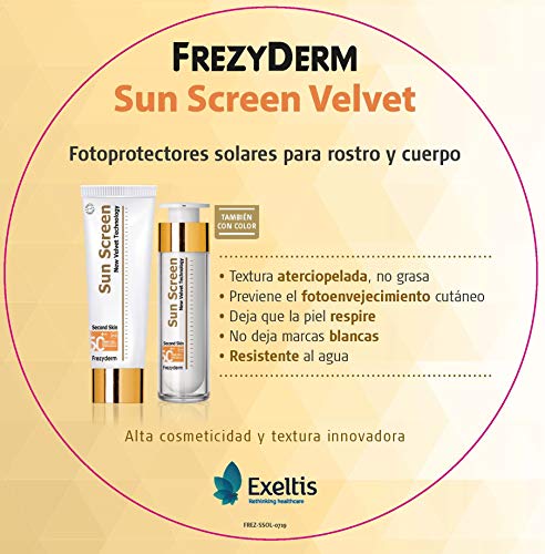 FrezyDerm Sun Screen Velvet Crema Orotectora Solar Facial SPF 50+ con color Textura Aterciopelada, Nude