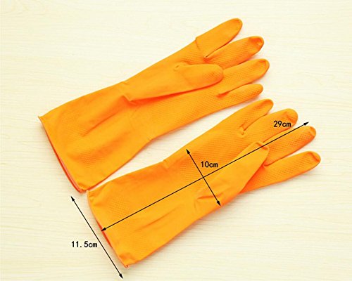 Gants en Caoutchouc, Amaoma Latex Gants de Nettoyage Gants Femme Durable Lavage en Plastique Pour Faire le Ménage, Hiver Ménage Gants de Lavage de Vaisselle, Orange