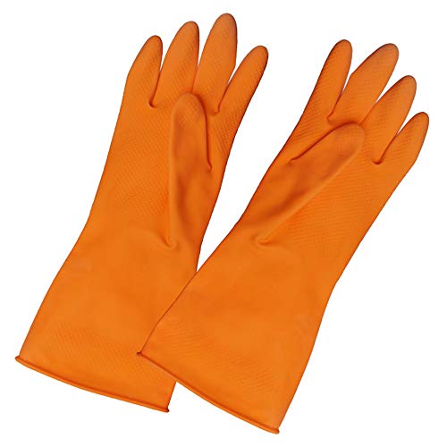 Gants en Caoutchouc, Amaoma Latex Gants de Nettoyage Gants Femme Durable Lavage en Plastique Pour Faire le Ménage, Hiver Ménage Gants de Lavage de Vaisselle, Orange