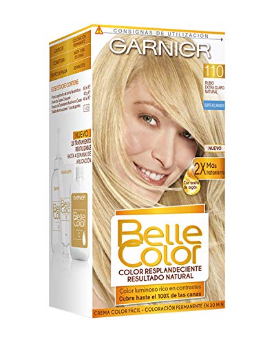 Garnier Belle Color Coloración de aspecto natural y cobertura completa de canas con aceite de jojoba y germen de trigo - Tono: Rubio Extra Claro Natural 110