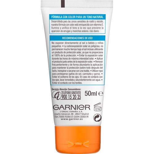 Garnier Delial BB Sun Crema de Protección Solar con Color para Rostro y Escote, con SPF50+ y Vitamina E - 50 ml