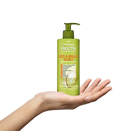 Garnier Fructis Liso & Brillo 10 en 1 Crema Sin Aclarado para Pelo Liso, Rebelde, Difícil de Alisar - 3 Unidades x 400 ml