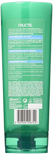 Garnier Fructis Pure Fresh Agua de Coco - Acondicionador Fortificante que Suaviza e Hidrata para Raíces Grasas y Puntas Secas, 300 ml