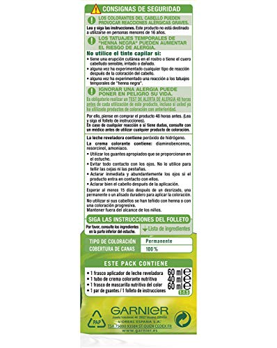 Garnier Nutrisse Creme Coloración Nutritiva Permanente, Tinte 100% Cobertura de Canas con Mascarilla Nutritiva de 4 Aceites - Tono 7.3 Rubio Dorado