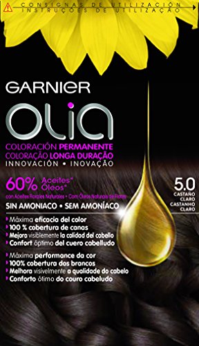 Garnier Olia - Coloración Permanente sin Amoniaco, con Aceites Florales de Origen Natural - Tono 5.0 Castaño Claro