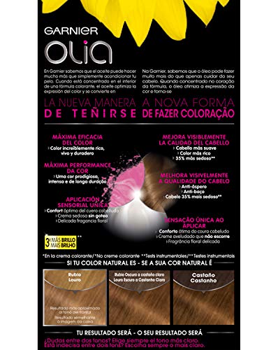 Garnier Olia - Coloración Permanente sin Amoniaco, con Aceites Florales de Origen Natural - Tono 7.3 Rubio Dorado