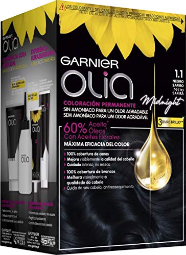 Garnier Olia - Coloración Permanente sin Amoniaco, con Aceites Florales de Origen Natural - Tono Negro Zafiro 1.1