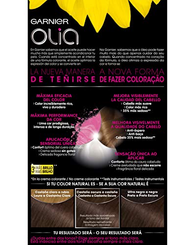 Garnier Olia coloración permanente sin amoniaco para un olor agradable con aceites florales de origen natural - Chocolate 4.15