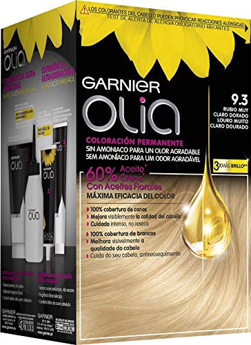 Garnier Olia coloración permanente sin amoniaco para un olor agradable con aceites florales de origen natural - Rubio Muy Claro Dorado 9.3