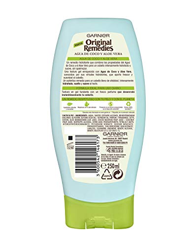 Garnier Original Remedies Acondicionador Hidratante Agua de Coco y Aloe Vera, para Pelo Normal - 250 ml