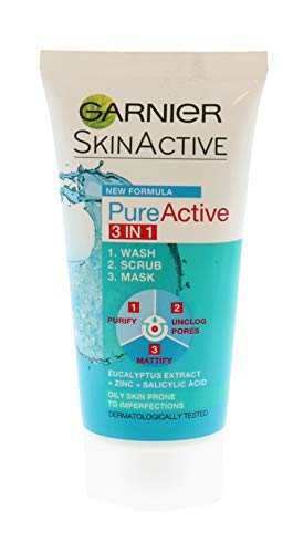 Garnier Pure Active - Exfoliante 3 en 1, 50 ml