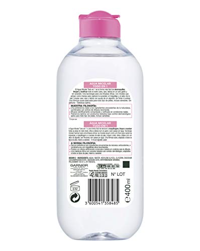 Garnier Skin Active - Agua Micelar Clásica Todo en Uno, Pieles Normales, 2 x 400 ml + 1 x 100 ml