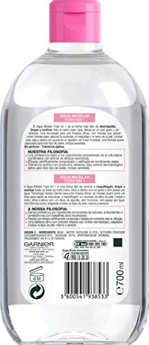 Garnier Skin Active - Agua Micelar Clásica Todo en Uno, Pieles Normales, Formato Maxi, 700 ml