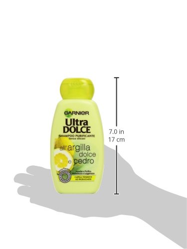 Garnier Ultra Dolce Argilla Dolce y Cedro Champú purificante para cabello tendente a engrasarse, 250 ml