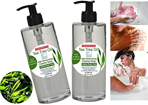 Gel desinfectante antibacteriano Jabón Pack Ahorro 2 x 200 ml Ultra Hidratante Terapéutico con Aceite de Árbol de Té Purificante Anti hongos Anti Acné Gel de Baño Gel de Ducha