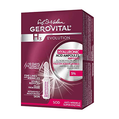 Gerovital H3 Evolution 229 ampollas con ácido hialurónico de alta concentración 5%, 30 + antiedad – 10 ampollas x 2 ml