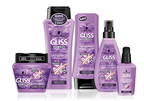 Gliss - Champú Liso Asiático, 250ml, Paquete de 6 - total: 1500ml