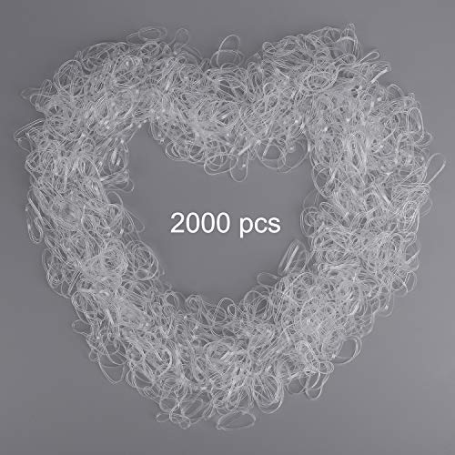 Gomas de Pelo Elástico, 2000 Pcs Transparente Mini Lazo de Pelo Banda de Goma con Caja para Trenzas Pequeño, Niñas Bebés, Especialmente para Menos Volumen de Cabello