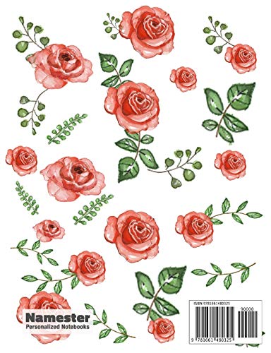 Gresa: Personalized Notebook with Flowers and First Name – Floral Cover (Red Rose Blooms). College Ruled (Narrow Lined) Journal for School Notes, Diary Writing, Journaling. Composition Book Size