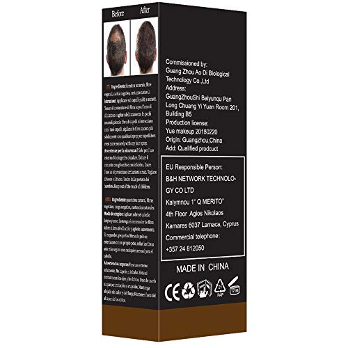 Hair Building Fibers Densificador de cabello, cabello fino y escaso, zonas de calvicie, efecto visible inmediato gracias a las microfibras de queratina natural, para hombres y mujeres, negro, 27,5 g.