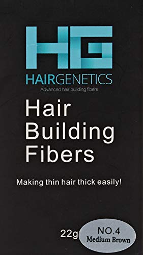 Hair Genetics® Fibras Capilares de Queratina para Cabello - Fórmula Avanzada Cero Picores de Calidad Profesional y Aspecto Natural para Hombres y Mujeres Dispensador 22 g (Castaño Medio)