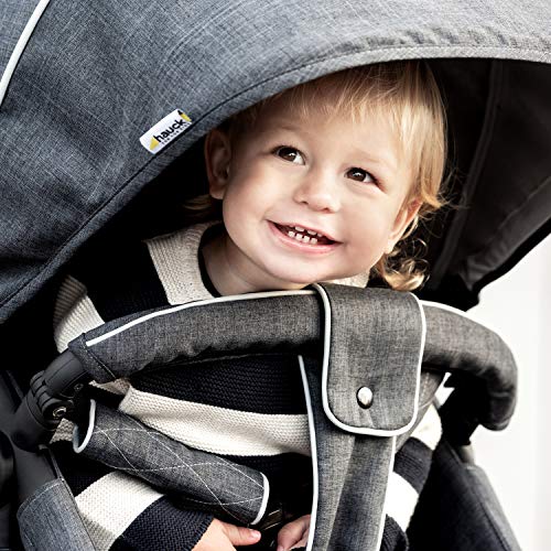 Hauck Pacific 4 Shop N Drive - Carro de Bebe de 6 Piezas, hasta 25 kg, Grupo 0+, Capazo Transformable, Silla Reversible, Colchón, Cubrecapazo, Cubrepies, Saquito, Ligero, Melange Charcoal (Gris)