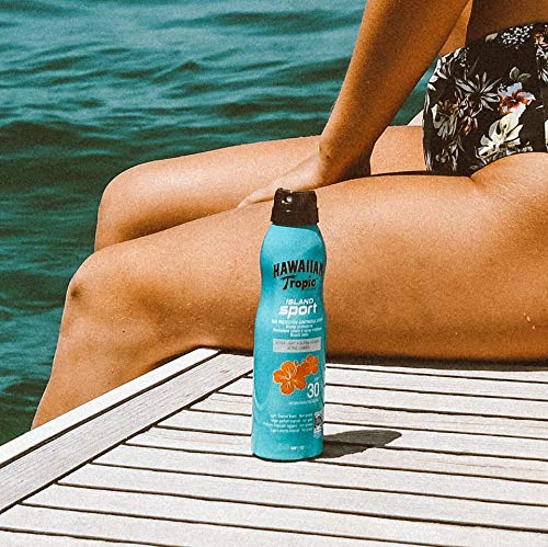 Hawaiian Tropic Island Sport SPF 30 - Bruma Solar Deportiva en Spray de Vaporización Continua de Protección Alta , Textura Ultraligera para el Deporte , 220 ml