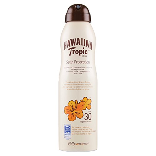 Hawaiian Tropic Satin Protection Continous Spray SPF 30 - Bruma Solar Protectora de Absorción Rápida, Protección Solar No Grasa, 220 ml