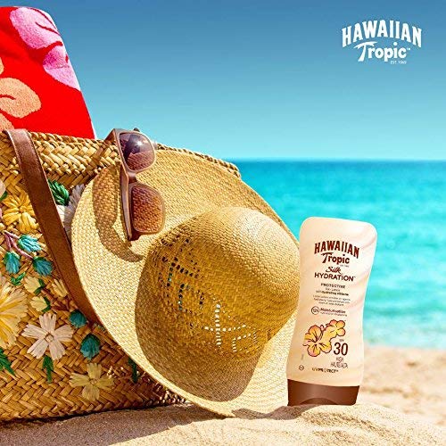 Hawaiian Tropic Silk Hydration Protective - Loción Solar Protectora con índice SPF 30 con cintas de seda hidratantes y resistente al agua, formato 180 ml